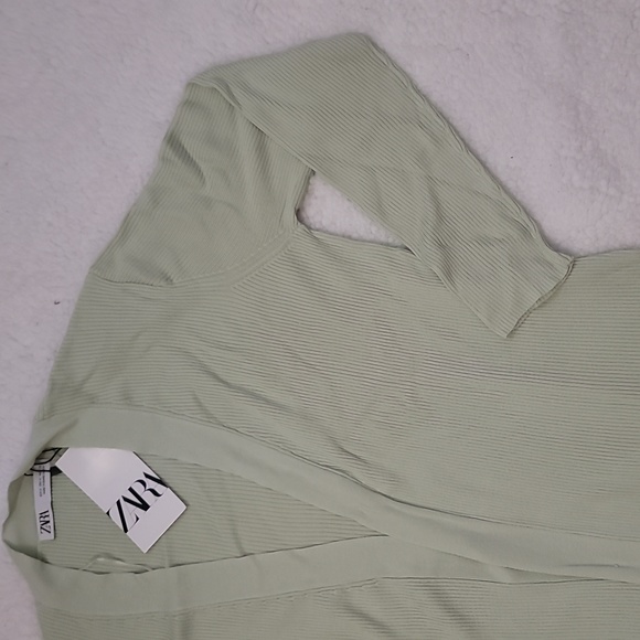 Zara Ribbed Long Green Duster Cardigan - Picture 10 of 14